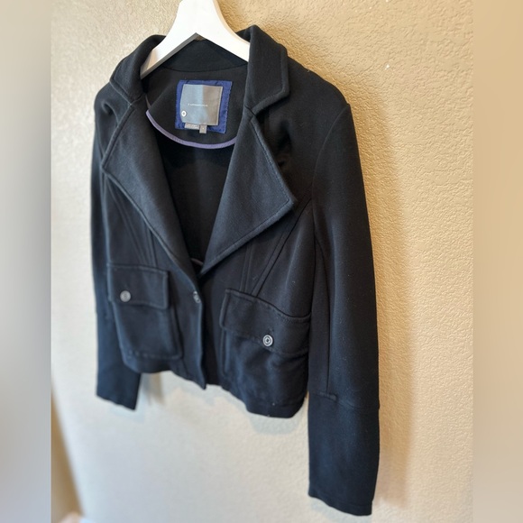 Anthropologie Sylvia Black Blazer with Button Front and Zip Sleeves Size S - Picture 7 of 11